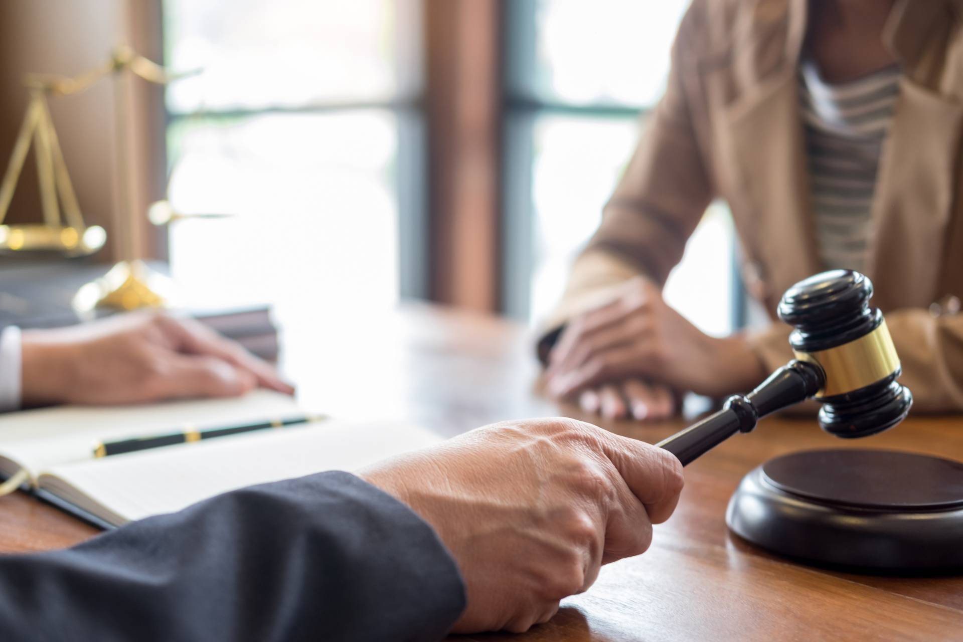 Man using hammer and gavel