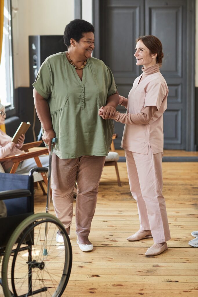 nursing home staff and patient